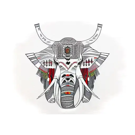 Native American Headress On Elephant