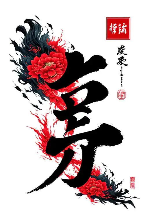 Japanes Kanji For Kaizen Symbol Covered By A Storm