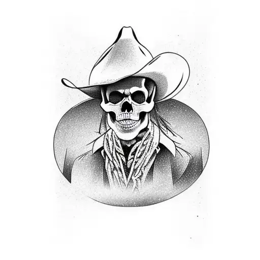 Skull With Cowboy Hat In The Desert