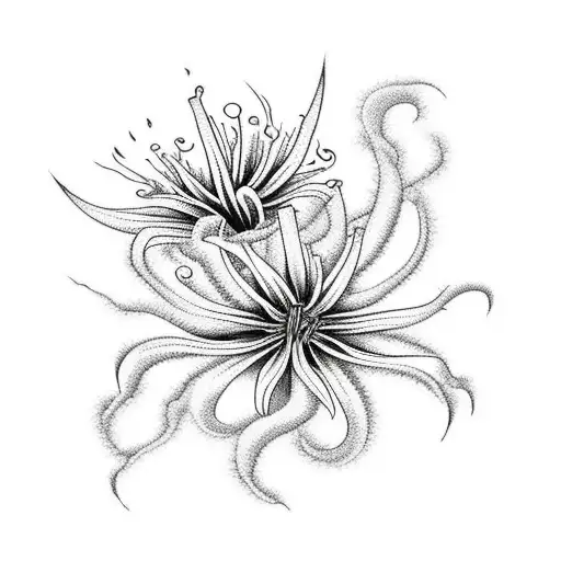 Spider Lilies With Fire Resonating Off Them