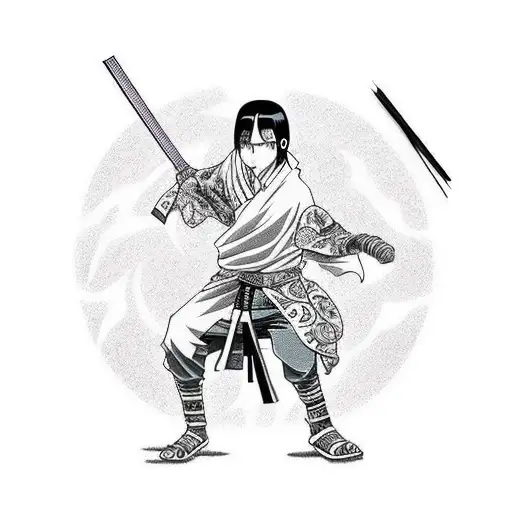 Combining Elements Of Itachi Uchiha And Levi Ackerman In A Dynamic Action Pose