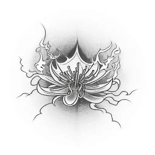 Spider Lilies With Fire Resonating Off Them In The Moon Light