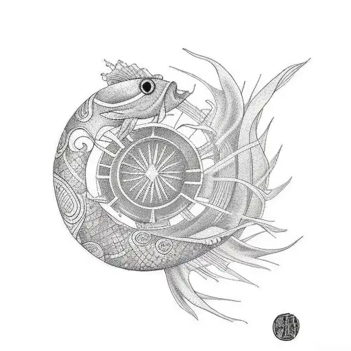Betta Fish And Dharma Wheel