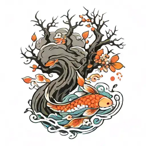 Tree With No Leaves Koi Fish