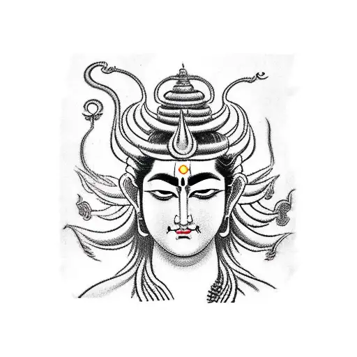 Lord Shiva And Hindu Mithology From Back Of Neck To Full Back