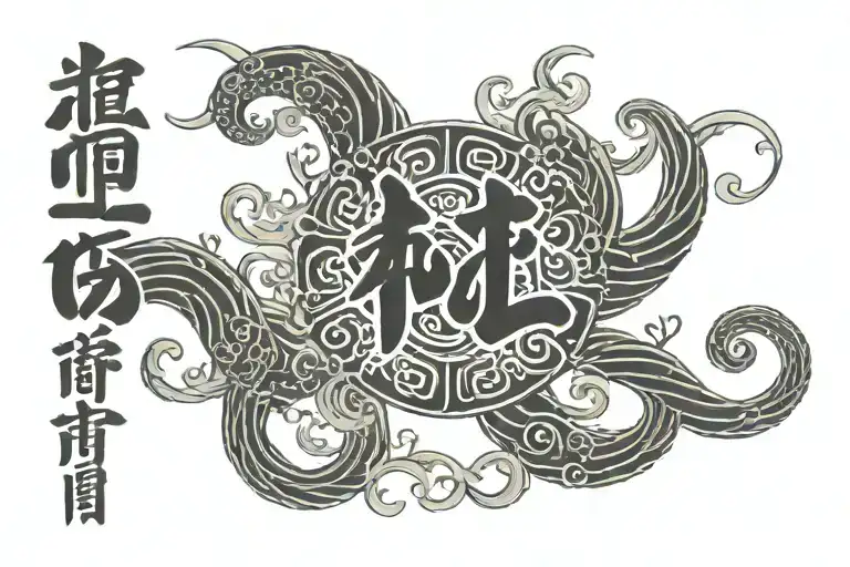 Samael Lettering With Spiral Wave Background