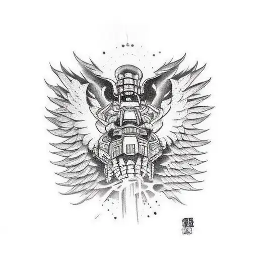 Combat Tank And Angel Wings