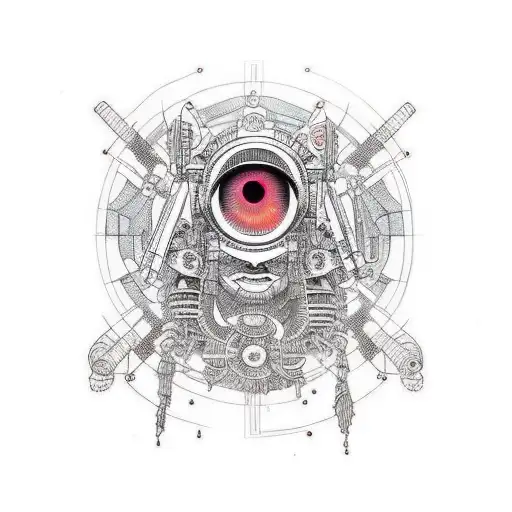 A Cyberpunk Charachter With 3 Eye On Left Side