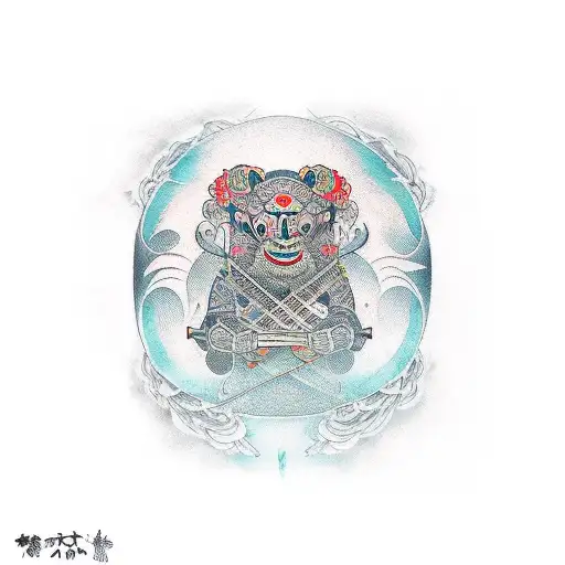 Geometric Guitar And Paint Brush