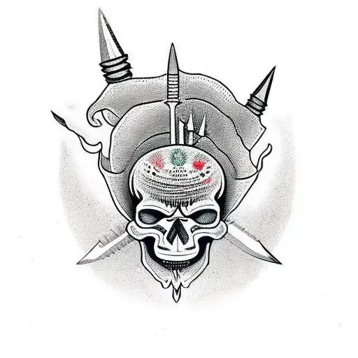 Skull Stabbed With Daggers