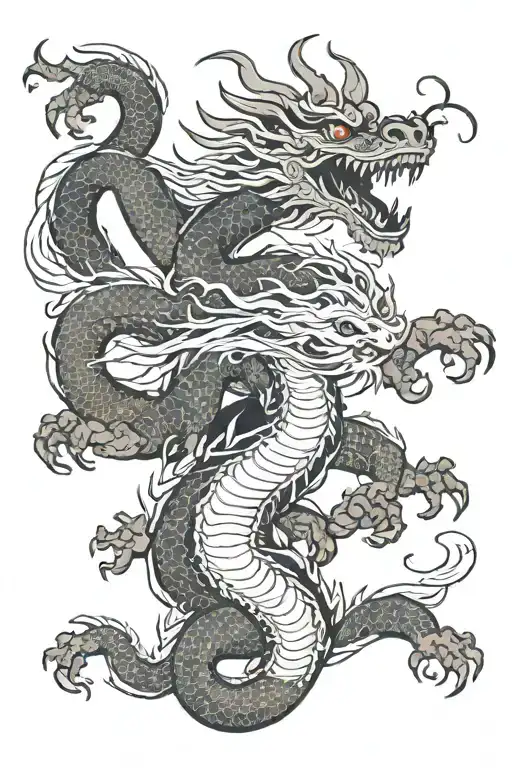 Dragon And People Walking