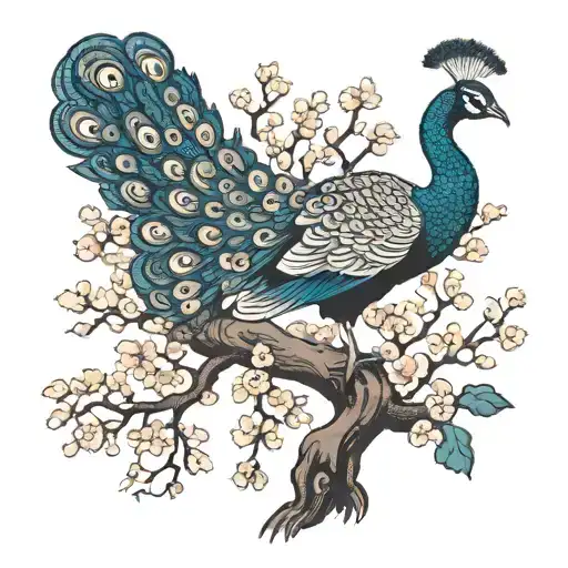 Peacock Around A Tree With No Leaves