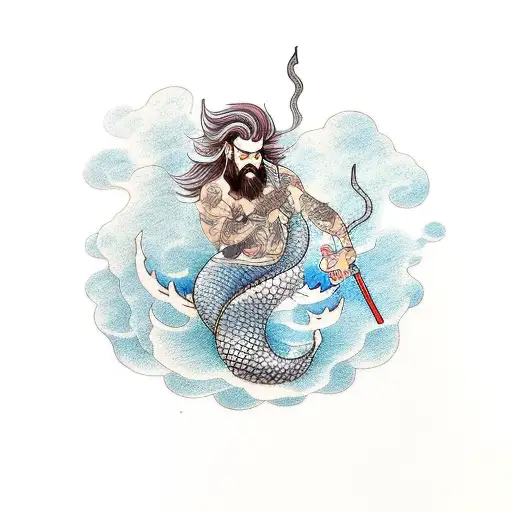 Male Mermaid Smoking Pipe