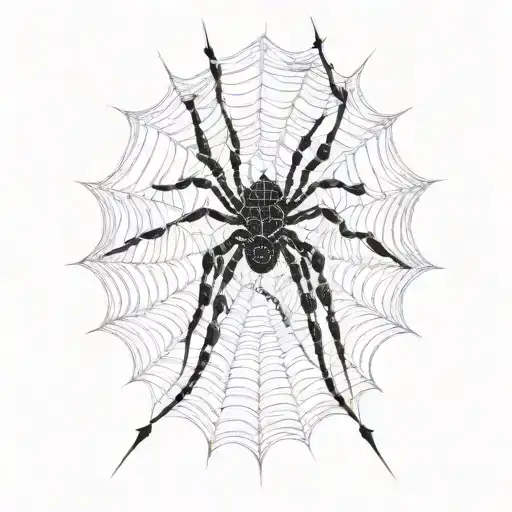 Spider Web Cybersigilism Style Spider Climbing On Flower