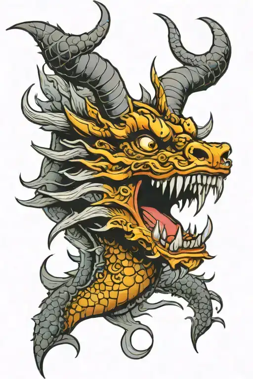 Dragon Face With Horns