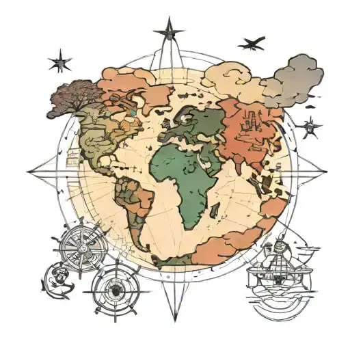 A Minimalist Tattoo That Combines The Outline Of The Map Of Africa With A Centered Compass