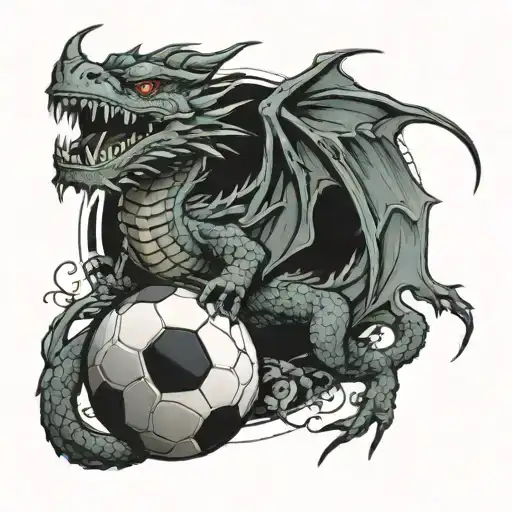 Soccer Ball Surrounded By A Dragon