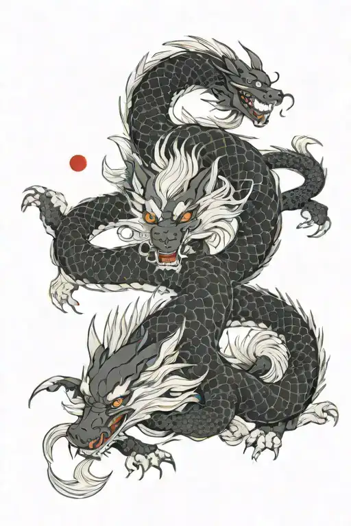 Dragon That Fights A Kitsune Foxes Walking