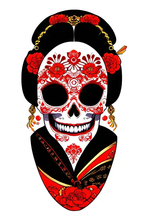 Geisha Half Skull