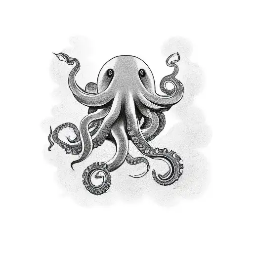 Giant Octopus Attacking A Japanese Submarine