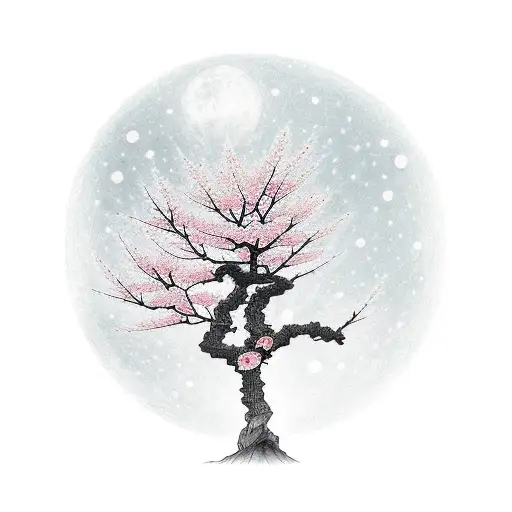 Sakura Tree In The Nightsky