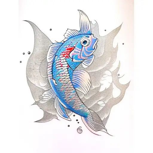 Fish Koi In Cyberpunk Style