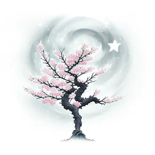 Sakura Tree In The Nightsky