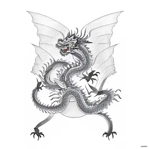 A Sketch Of A Chinese Dragon With Music Sheets As Its Wings