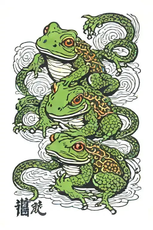Japanese Frog Fighting Demons