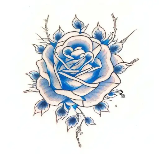 Blue Rose On Long Black Branches