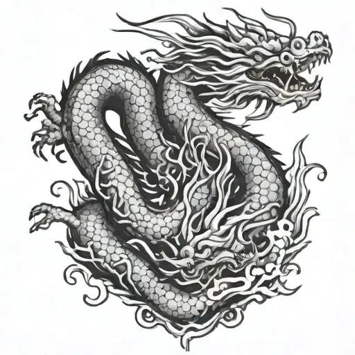 Chinese Dragon Line Work Design
