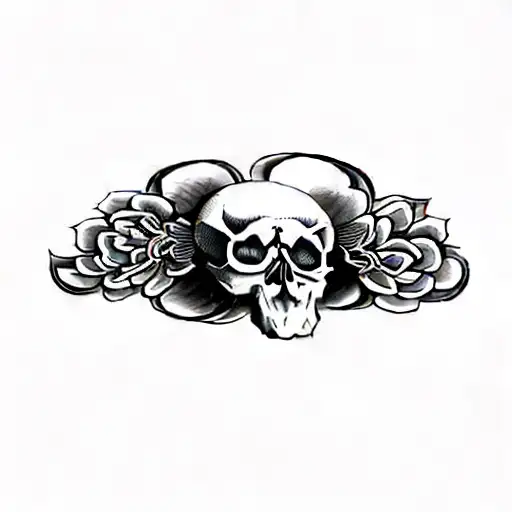 A Skull With A Flower