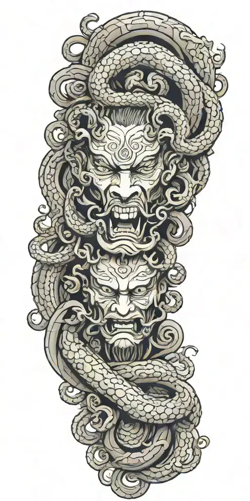 Medusa Head Intertwined Around Arm Sleeve