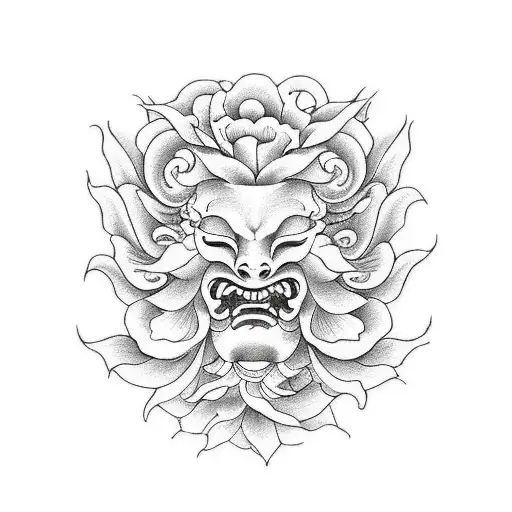 Medusa Hannya Mask And Peony