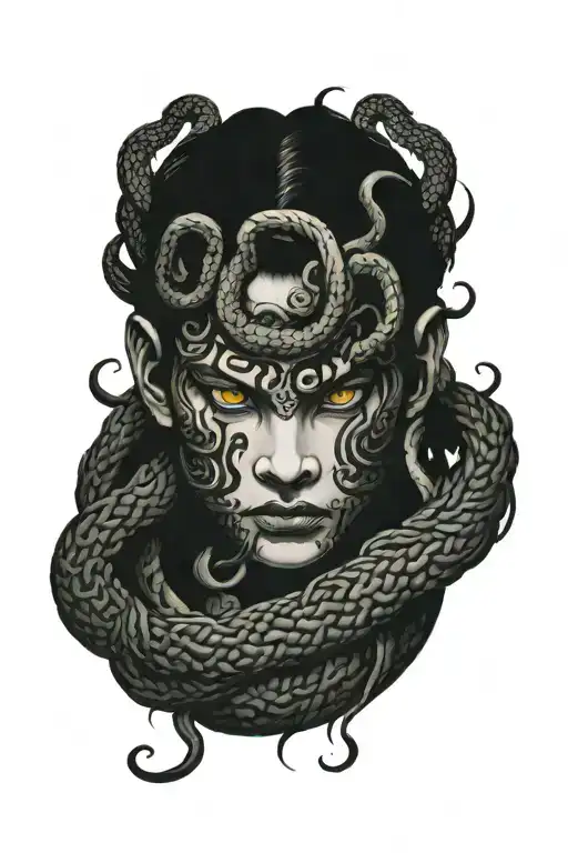 Medusa Head Intertwined Around Hand