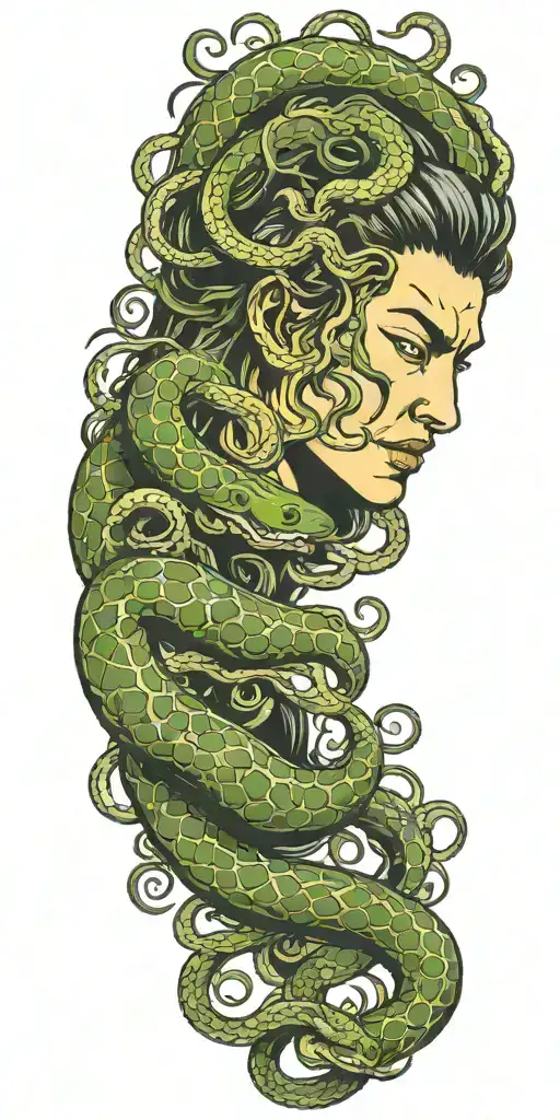 Medusa Head With Snakes Intertwined Around Arm Sleeve