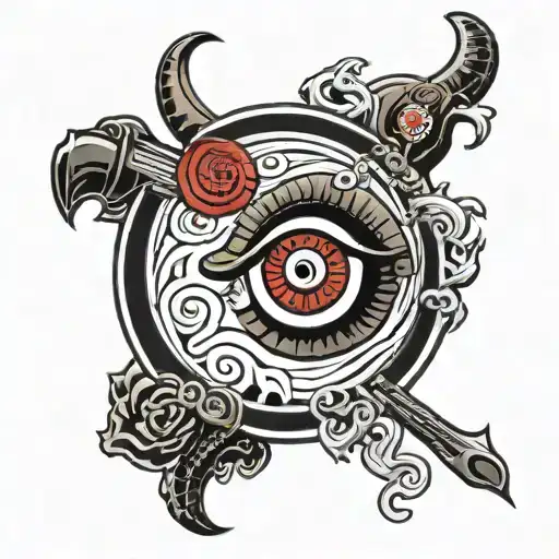 Aries Sign With Sharingan Eye In The Blade
