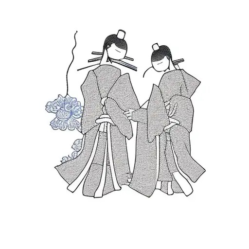 A Minimalist Silhouette Of A Mother And Two Sons Holding Hands