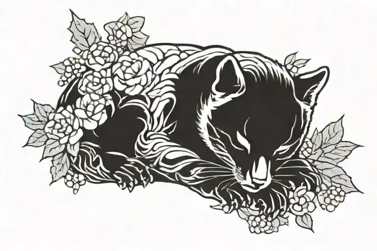 Sleeping Cub Wearing Holly Crown