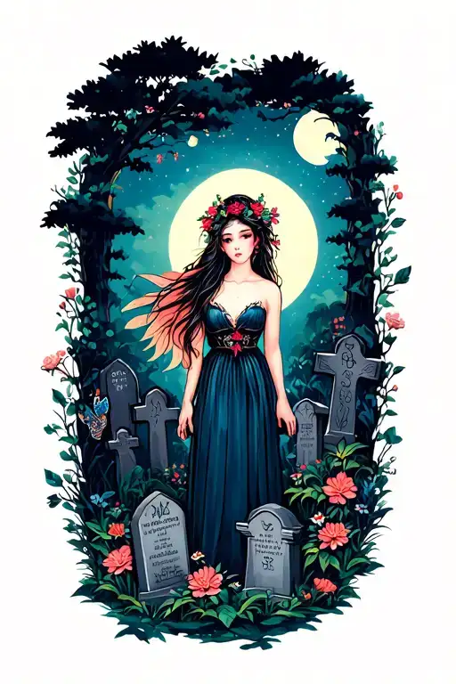 Fairy Garden With Graveyard Scene