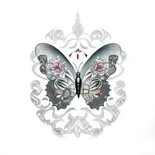 Gothic Butterfly With Music Notes