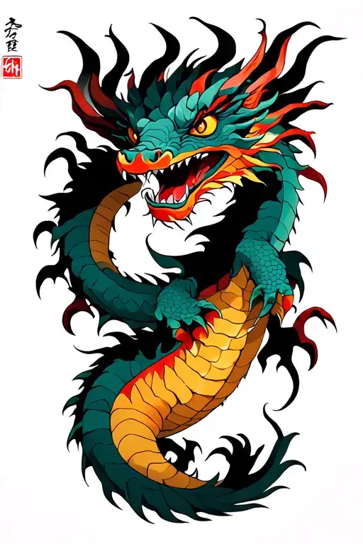 A Full Body Dragon With Shadows