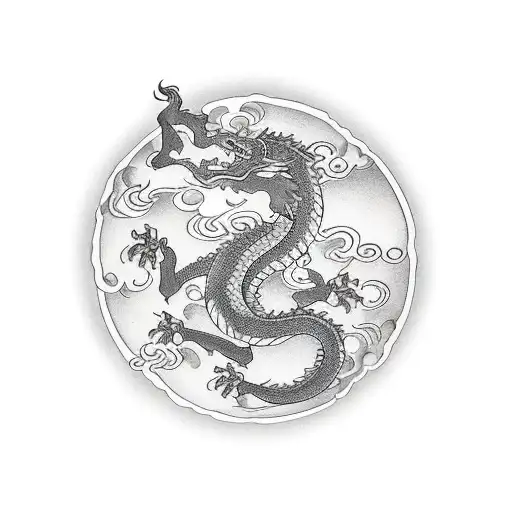 Dragon Sur Un Cerisier Japonais