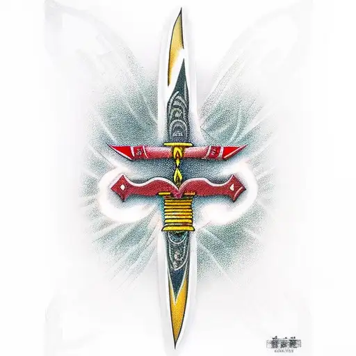 A Katana Blade Wrapped In Lightning With A Cross Hilt