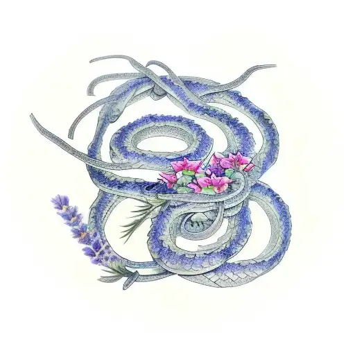 Wrap Around Vine Tattoo With One Lavender In Side