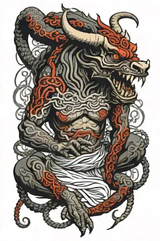 Demon Eat Angel Wrapped In Shackles