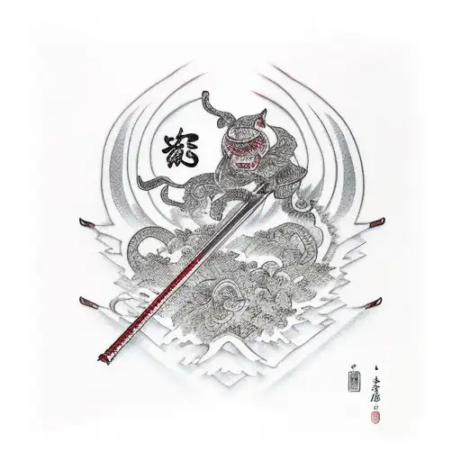 Katana With Red Thread