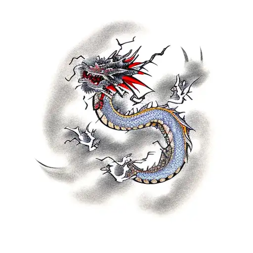 Japanese Dragon On A Japanese Cherry Tree