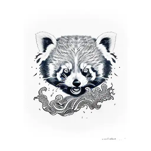 Red Panda Crawling Black And White