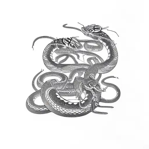 Serpent With Spider Lillys Around It